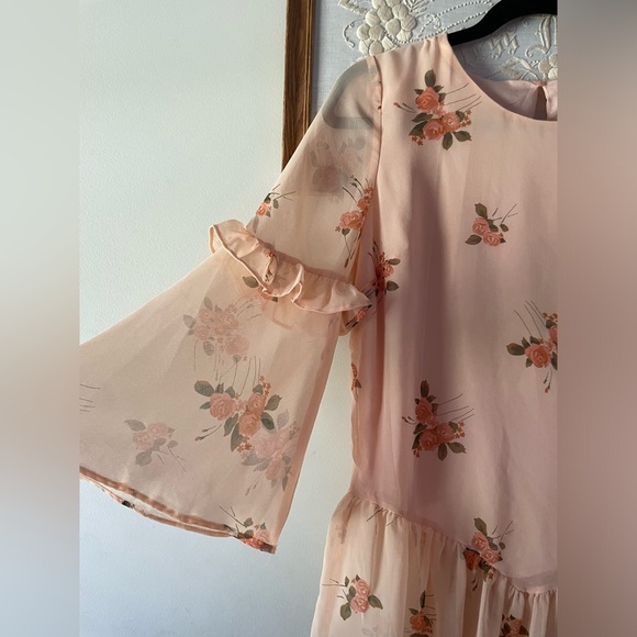 NWT Lauren Conrad rose peach floral flowy flutter sleeve spring cottagecore - Picture 3 of 7